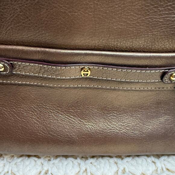 ETIENNE AIGNER VINTAGE Women’s Leather Shoulder Bag Bronze Gold Mid Size Purse - Picture 4 of 15